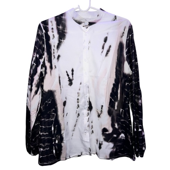 TIE DYE LONG SLEEVE BUTTON DOWN TOP - Picture 7 of 7